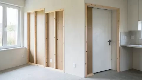 budowa ścianki działowej z drzwiami