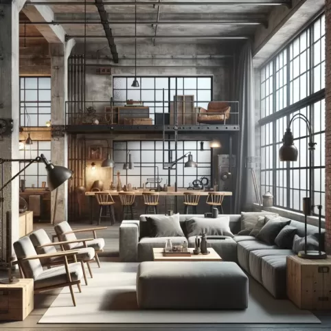 styl industrialny salon